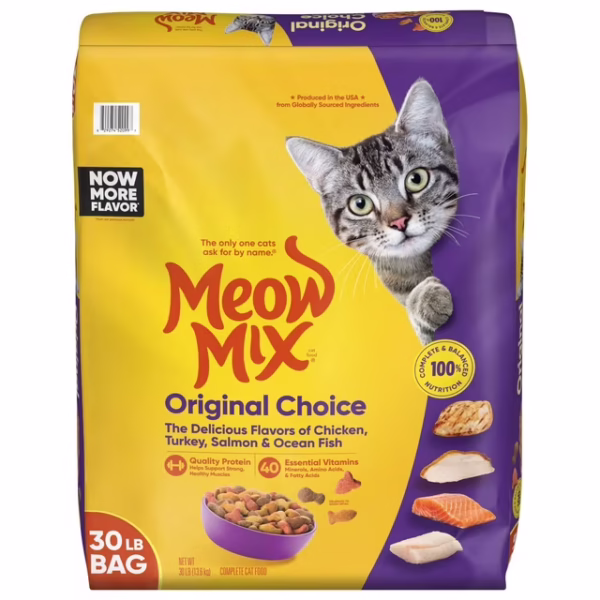 Meow Mix Original Choice Dry Cat Food, 30 lb Bag